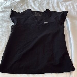 Figs Natal Flutter Black V-Neck Scrub Top size medium